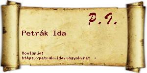 Petrák Ida névjegykártya